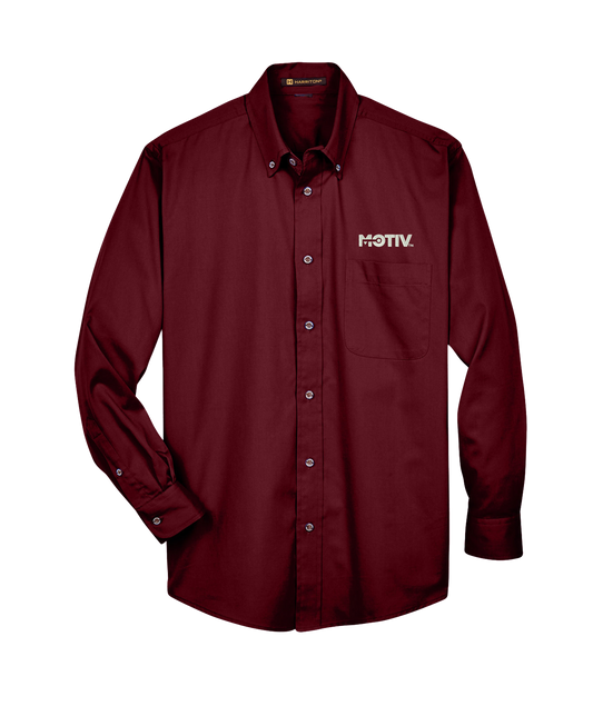 Harriton Men's Easy Blend™ Long-Sleeve Twill Shirt with Stain-Release