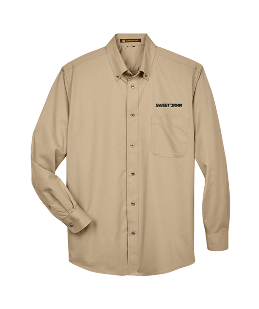 Harriton Men's Easy Blend™ Long-Sleeve Twill Shirt with Stain-Release